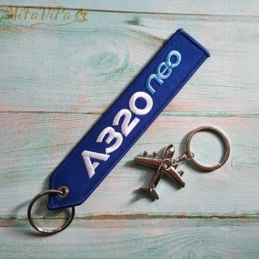 AIRBUSA320 NEO Embroidery Key Chains THE AVIATOR
